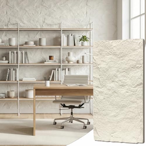 BEAUTYPEAK 3D Faux Stone Wall Panels, 4 PCS PU Wainscoting Panel,...