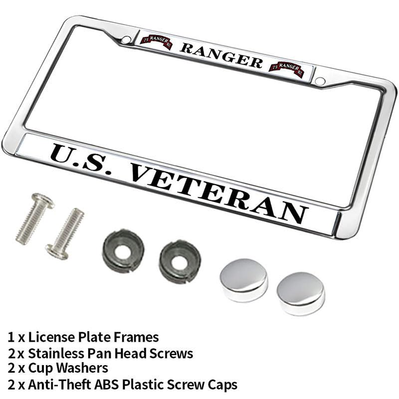 Image of US Ranger Veteran Slim Design License Plate Frame US Ranger Gift License Plate Frame Custom for Birthday Gift