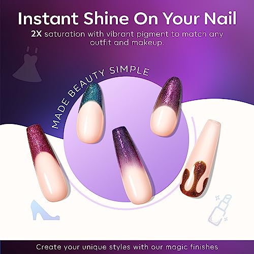 Image of modelones Chameleon Gel Nail Polish Set - 6 Colors Aurora Gel Polish Kit Blue Green Purple Red Brown Glitter Gel Polish Soak Off LED Nail Lamp Gel Nail Kit Home Gift DIY Salon for Women