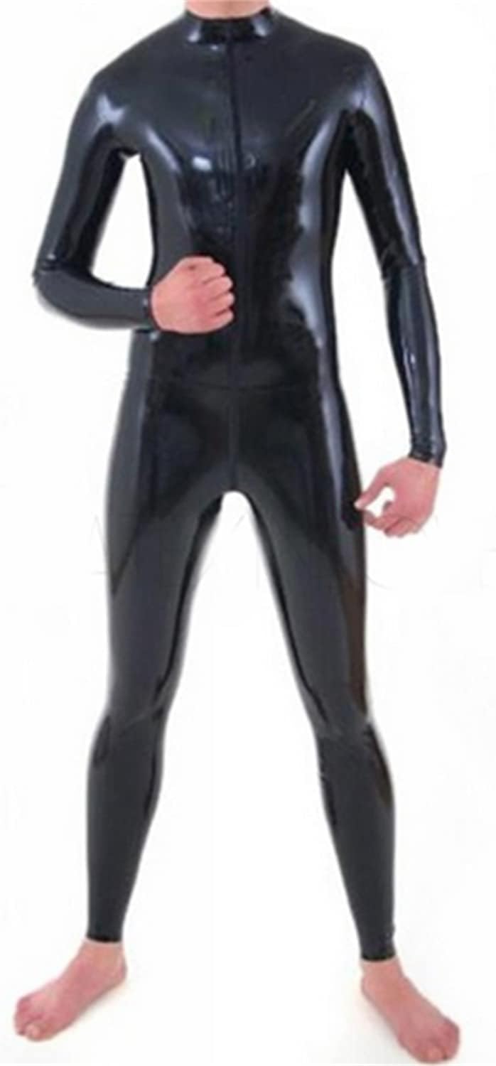 Latex Catsuit Front Zipper for Men Tight Rubber Bodysuit Jumpsuit Party Wear
