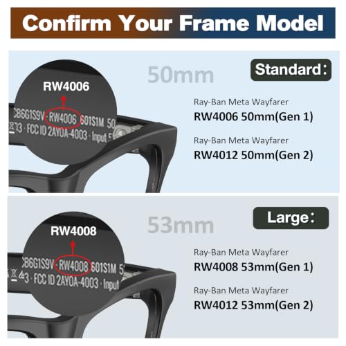 Image of Yeahxing Lenses Compatible with Ray-Ban Meta Glasses Gen 2 /1 /Wayfarer | Polarized lenses for 53mm Large /50mm Regular Wayfarer. Fits RW4006 /RW4012 /RW4008. UV protection, scratch-resistant.