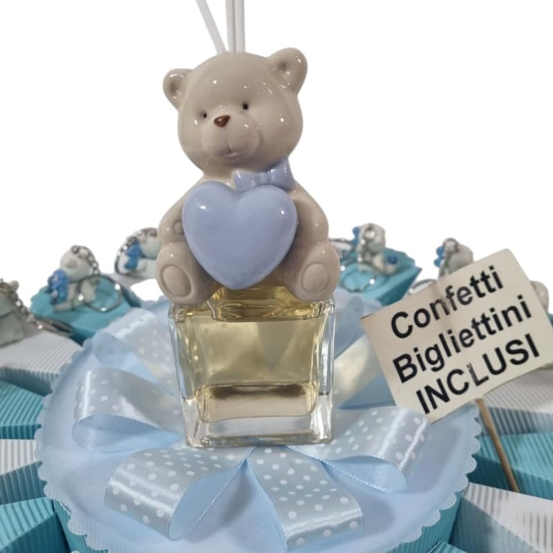Torta portaconfetti bomboniere portachiavi animali orsetti fiori + centrale orso (20 fette)