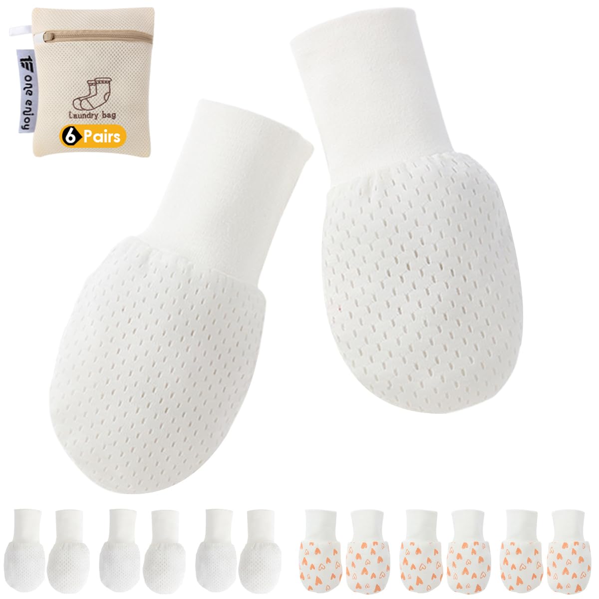 Baby Mittens Anti Scratch Baby Girl Mittens No Scratch Mittens Baby Boys Hands Gloves for 6-12 Months Boys Girls (6 Pairs)