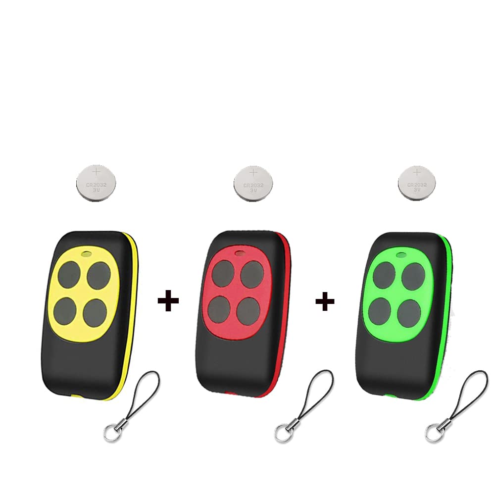 SALPIE Telecomando Cancello Universale Autoapprendimento con Frequenza 433 Mhz Codice Fisso Batteria Inclusa (set 3 pz)