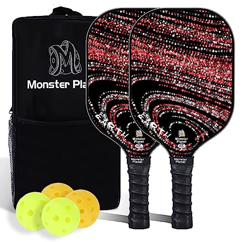 Monster Planet Juego De Paletas De Pickleball Paddle 4 Bolas De Pickleball Y 1 Bolsa De Pickleball Ligera, Núcleo De Pp De Fibra De Carbono Galaxy Monster Planet Juego De Paletas De Pickleball Paddle 4 Bolas De Pickleball Y 1 Bolsa De Pickleball Ligera, Núcleo De Pp De Fibra De Carbono Galaxy