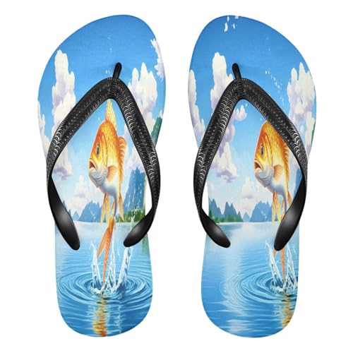 STAYTOP Jumping Golden Carp Flip Flops Sandals of Men's & Women's,Sandals Beach Slippers Shower Slides