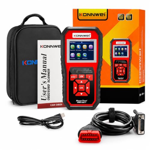 FINYQBET Scanner Automotivo KW850 OBDII/EOBD - Leitor de Códigos e Diagnóstico para Carros (1996+), 10 Modos, 8 Idiomas, Compatível com Gasolina/Diesel/Híbridos, Ideal para Mecânicos, Entusiastas