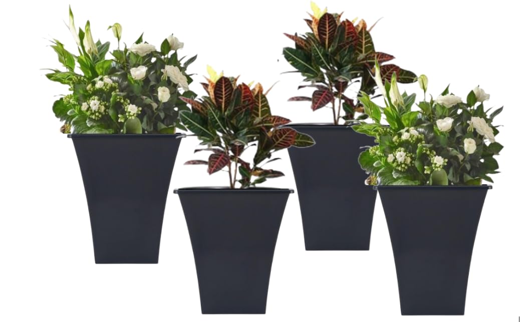 Wham Pot Black Square Metallica Pot 23Cm Wham Lightweight Square Metallica Indoor/Outdoor Pot (4 Pots, )