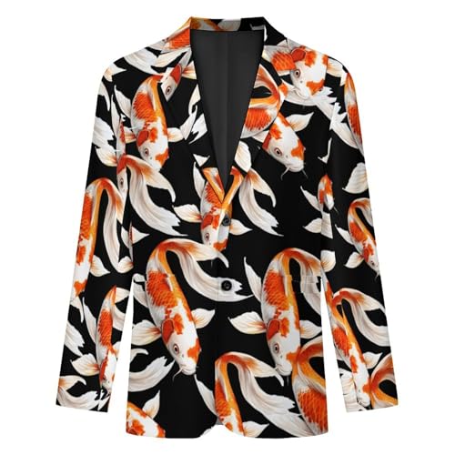 Japanese Fish Men's Slim Suit Long-Sleeve Prom Tuxedo Classic Two Button Business Jacket4