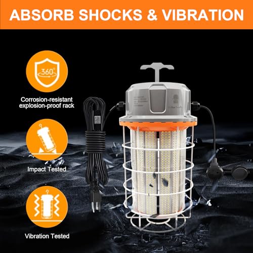 400W LED Temporary Work Light, 56000LM Construction Light 5000K Daylight White, Linkable Hanging Jobsite Light with Hook, IP65 Waterproof Portable High Bay Lighting for Workshop Garage Warehouse - image 4