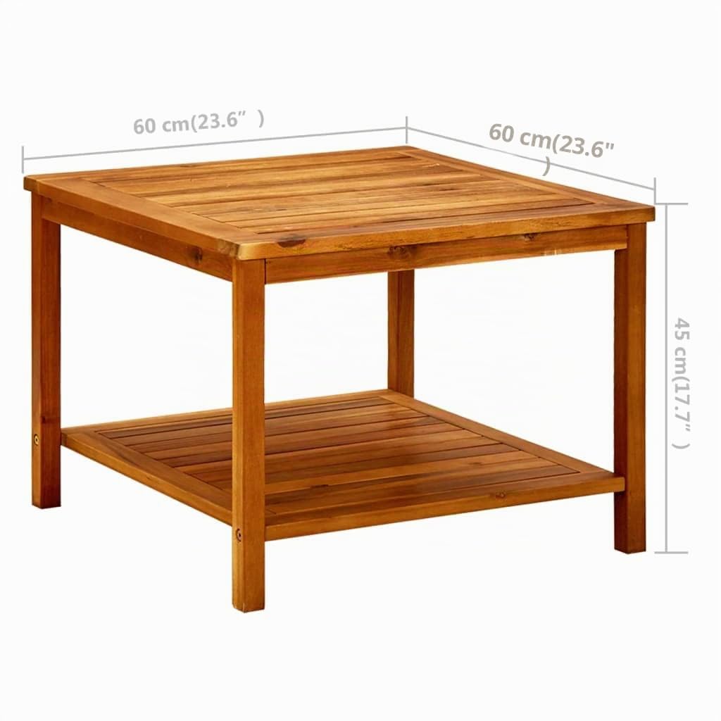vidaXL Mesa de Centro Auxiliar Consola Mesita Salón Lateral Café Sofá Sala de Estar Muebles Mobiliario 60x60x45 cm Madera Maciza de Acacia