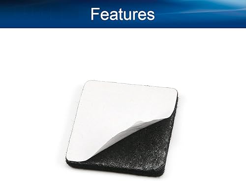 Miniatura 3 de Yinpecly 16 almohadillas de fieltro para muebles, almohadillas cuadradas de 1.18 pulgadas, protectores de suelo autoadhesivos antiarañazos para pies