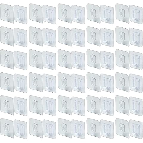 IFAMIO 30 Pack Double Sided Adhesive Wall Hooks Self-Adhesive Nail Free No Damage Multi-Purpose Hooks Clear Picture Hanging Sticky Wall Hooks for Bathroom Kitchen Office Hanging Cover