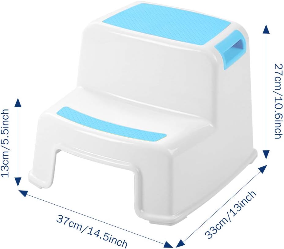 SINCOS 2 Step Step Stools for Kids - Toddler Step Stools for Toilet Potty Training, Bathroom and Kitchen - Slip Resistant Soft Grip for Safety, Stackable (2 Pack, Blue+Pink) : Baby