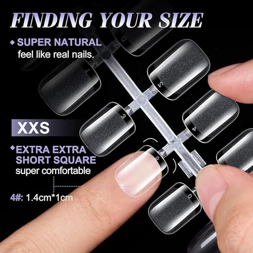 XS Short Square Nail Tips for Salon: Gelike EC Soft Gel Nail Tip Easy and Long Last- 240pcs 12 Sizes for DIY Practice Art Design at Home - Image 3