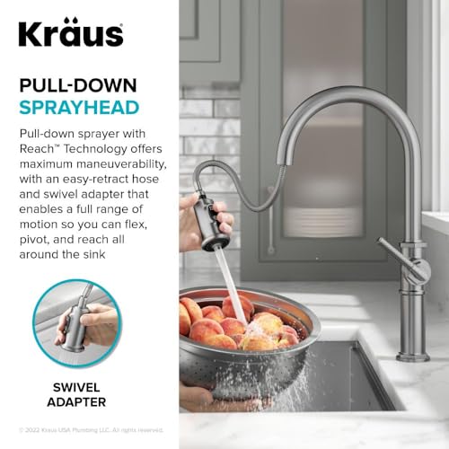 KRAUS Allyn Traditional Industrial Pull-Down Single Handle Kitchen Faucet in Matte Black, KPF-4100MB - image 6