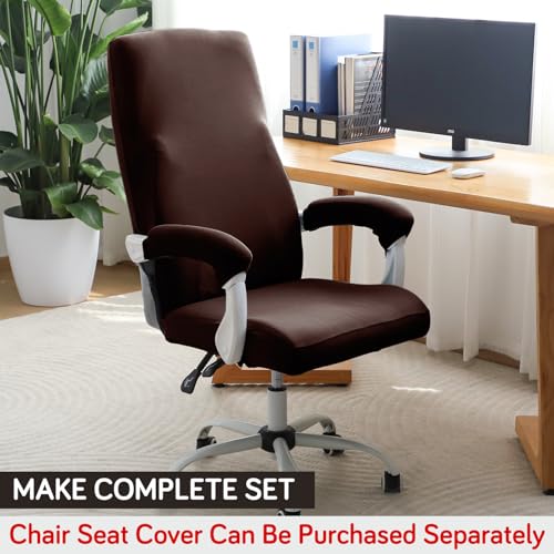 Image of HOKIPO 'SereneSolids' 140 GSM Armrest Covers for Office Chair (Zipper Style), 1 Pair, Coffee (AR-5934-CFE)
