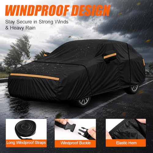 SUV Car Cover Fit for Jeep Grand Cherokee (2011-2025) Waterproof All Weather, Heavy Duty Full Exterior Cover Outdoor Sun UV Rain Dust Snow Wind Protection by Fiafllpu - Used condition - Image 4