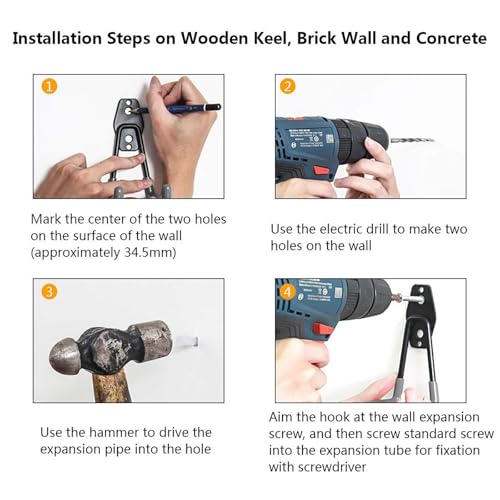 PYBTOOL Robuste Universalhaken zur Garagenaufbewahrung, Wandhaken aus Stahl, Organizer für Garagen- und Gartengeräte, hängende Universalwandhaken, Haken aus Stahl für die Garage und den Garten