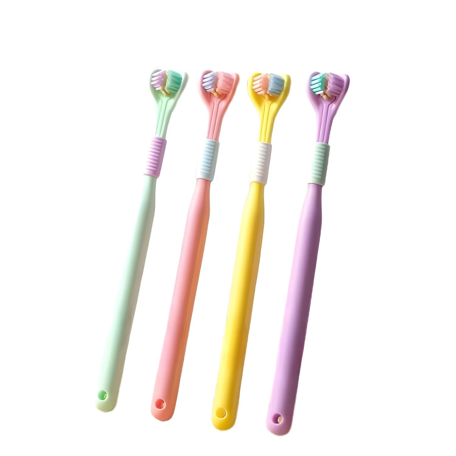 DOKMOE 3Pcs Three Sided Soft Toothbrush, Travel Toothbrush for Complete Teeth and Gum-Care, Ultra Soft Bristles, Soft Bristle and Adults V-Shaped Toothbrush Non-Slip Gentle Clean Tooth
