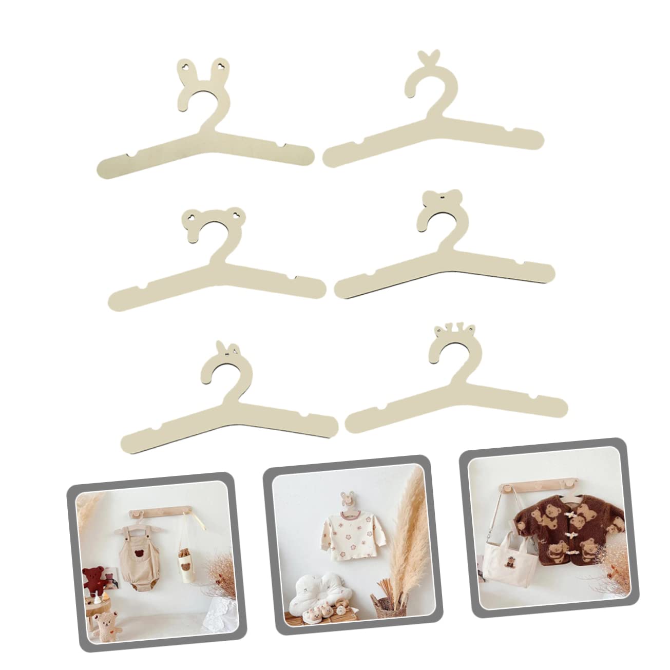 Cabilock 6pcs Small Wooden Hanger Pet Toy Clothing Hangers Pant Hangers Mini Toys Clothes Hangers Travel Hanger Bulk Toys Childrens Hangers Clothes Rack Kid Toy