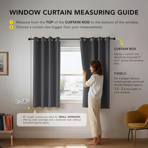 Deconovo Blackout Curtains Eyelet Super Soft Thermal Insulated Ring Top Blackout Curtains for Nursery 46 x 54 Drop Inch Dark Grey 2 Panels