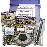 ENERGETISCHE HAUSREINIGUNG + SCHUTZRÄUCHERUNG + KEHRAUSRÄUCHERUNG. 11-TLG Universal Räucherset. 3 x Räucherwerk mit Salbei Sage Weihrauch Olibanum Myrrhe UVM. 8 x ZUBEHÖR 8cm Räucherschale. 81716-B