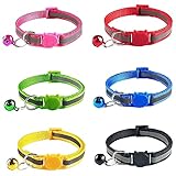 Katzenhalsband, verstellbares, reflektierendes, abnehmbares Katzenhalsband mit Schnellverschluss, Sicherheitshalsband für Kätzchen und kleine Hunde mit Glockenerinnerung
