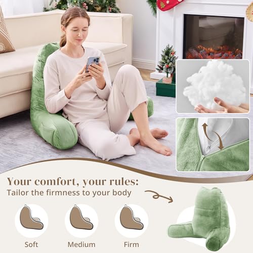 Image of Sasttie Reading Pillow for Bed, Back Pillow for Sitting Up, Sage Green