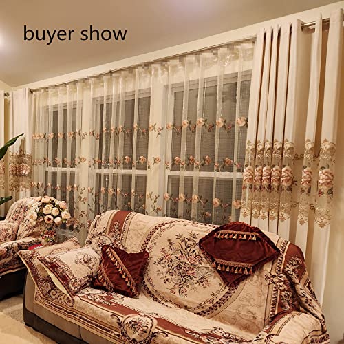 Tiyana Luxury Embroidered Cloth Curtain For Living Room 84 Inch Length Custom Romantic Elegant Luxurious Delicate Embroidery Drape Window Dressing Bedroom Grommet Top 1 Panel 52X84 Inch #TOP2