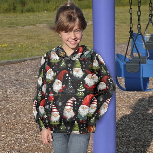 Kids Hoodies Sweaters Christmas Xmas Gnome Dwarfs Hooded Sweatshirts with Big Pockets for Boys Girls B04004424