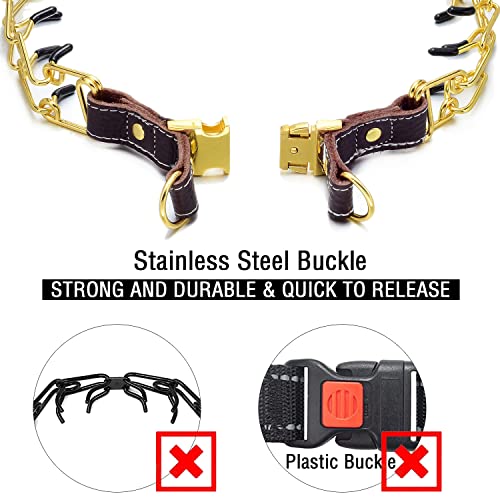Fas Plus Prong Collar For Dogs, Pinch Collar For Dogs, Adjustable Dog Training Collar Choke Spike No Pull Martingale Collars With Quick Release Buckle For Small Medium Large Dogs (Gold 12"~28") #TOP3
