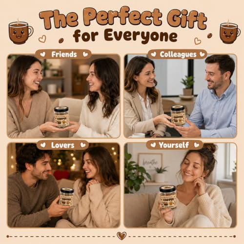 Positive Coffee Jar with 60 Affirmation Cards, Coffee Gifts For Women and Men, Dad, Mom, Coffee Themed Lover Gift, Emotional Support Latte, Cheer Up Funny Gag Gifts for Best Friends, Coworkers - Image 5