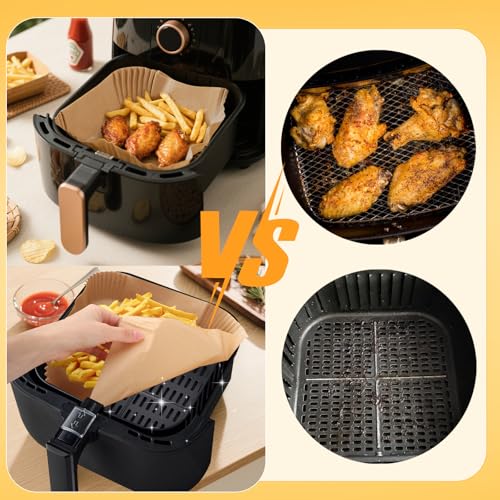 QOUBNIC 120 Piezas Papel Freidora Aire 23-27cm, Papel para Freidora de Aire Impermeable a Prueba de Aceite 7-12L Air Fryer Papel Horno Accesorios Freidore de Airi para Cosori Philips Ninja Cecotec XXL - imagen 5