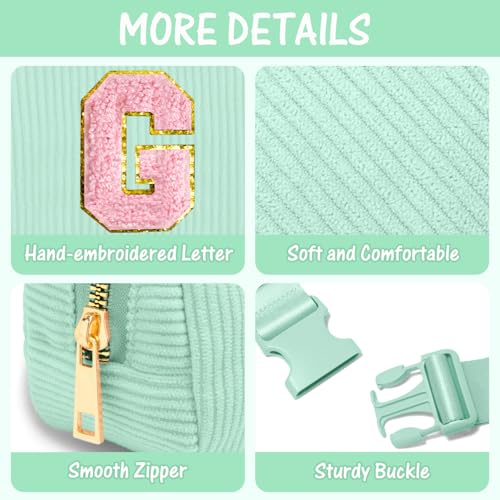 Image of Gitus 10 11 12 13 14 15 16 Year Old Girl Gifts Personalized Birthday Gifts for Women Daughter Sister Her Initial Belt Bag Fanny Pack Crossbody Bags for Teen Girl Gifts Trendy Stuff (Mint Green-G)
