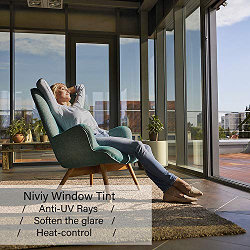 Niviy One Way Window Film Privacy Mirror Effect Self-Adhesive Window Tint Uv Heat Control Glass Door Film For Home And Office, Black-Silver 17.5 X 78.7 Inches #TOP2