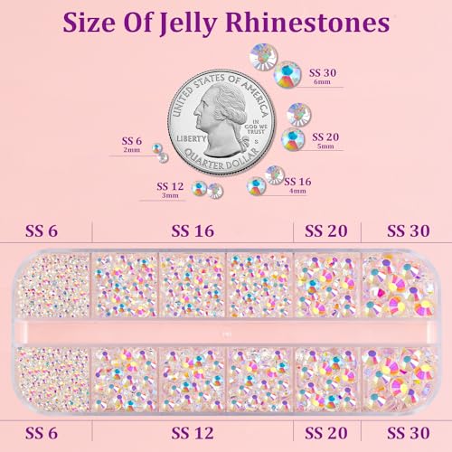 Image of Resin Jelly Rhinestones for Crafting with B7000 Jewelry Glue, 1 Box Transparent AB Flatback Crystal with 3Pcs 10ml Glue, Bedazzling Non Hotfix Gems for DIY Tumblers Clothing Shoes Manicure