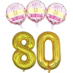 DIWULI Geburtstagsdeko 80 Jahre Set – 80. Geburtstag Deko Gold Happy Birthday Deko Luftballon 80 Geburtstag Folienballon…