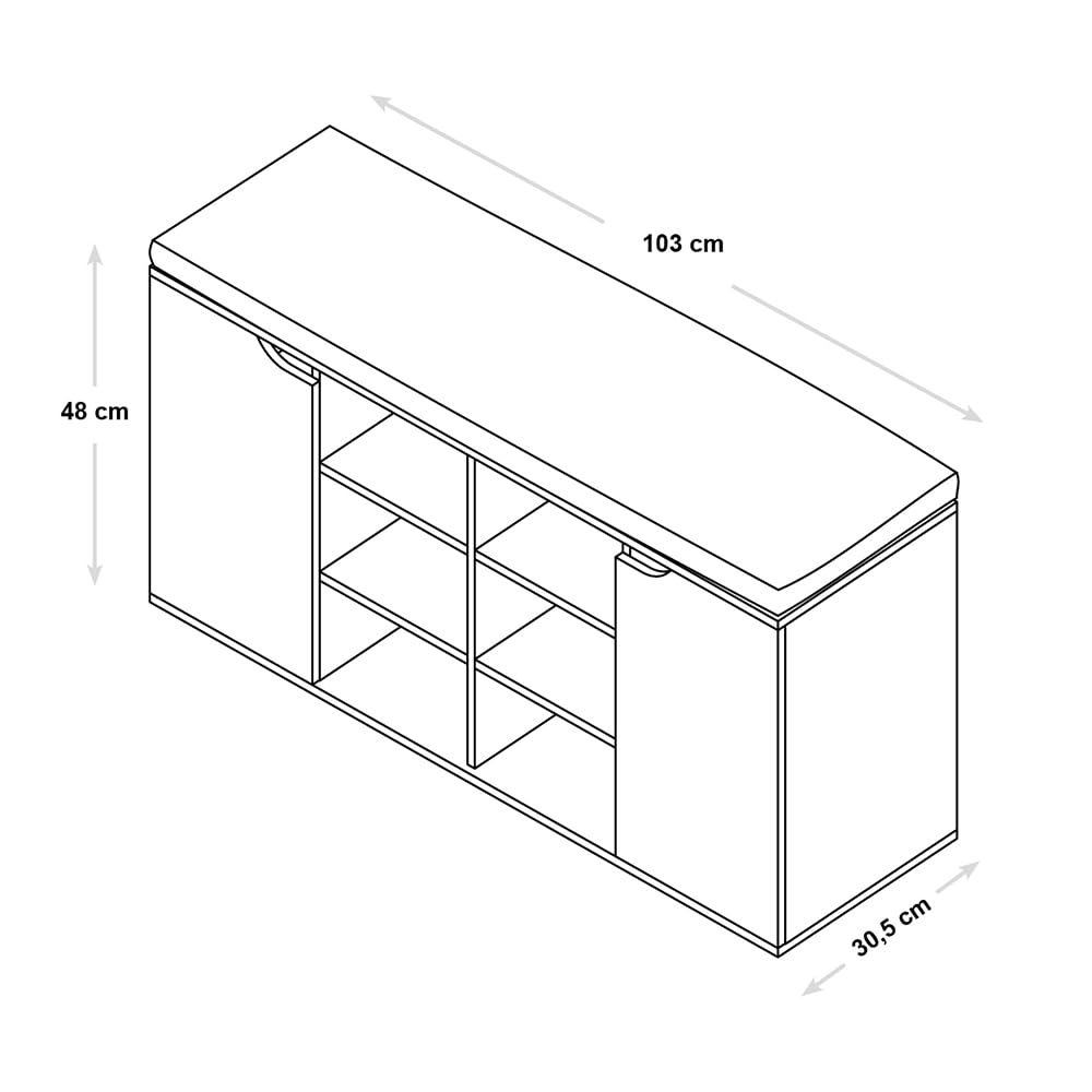 Kesper | Schuhschrank mit Sitzkissen, Material: Faserplatte, Maße: B103,5 x H48 cm x L29,5 cm, Farbe: Weiß | 15918 13