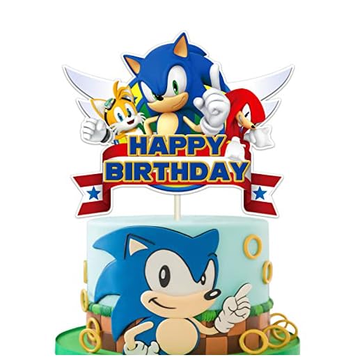 Blue Hedgehog Cake Topper for Birthday Party Decoration, The Hedgehog Birthday Party Supplies, Kid's Birthday Party Cake Decoration Supplies