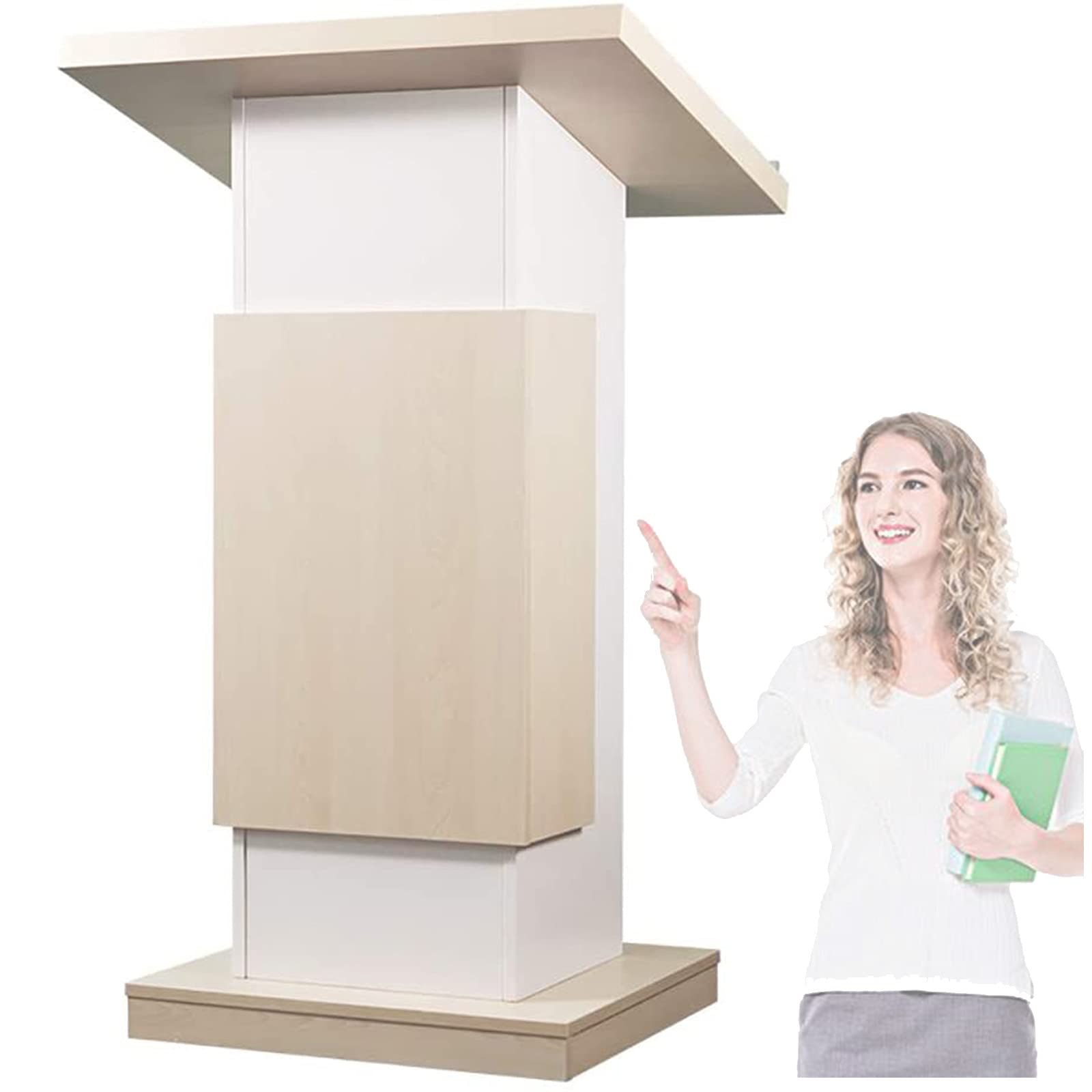 Buy BTZHY Acrylic Lectern Pulpit Wooden Turntable Floor Standing Podium