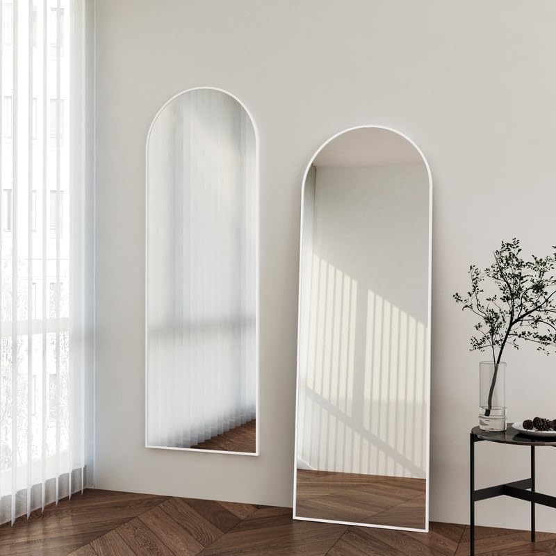 WDWRITTI Standspiegel 50x160cm Weiß - Ganzkörperspiegel Mit Metallrahmen
