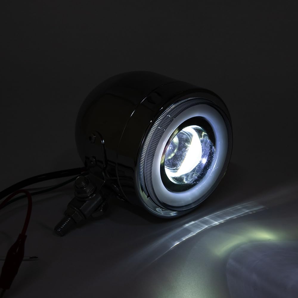 Faros Auxiliares de Moto LED Faro Motos Dobles Faros Antiniebla Moto Compatible Bobber Street Cafe Racer (chrome)