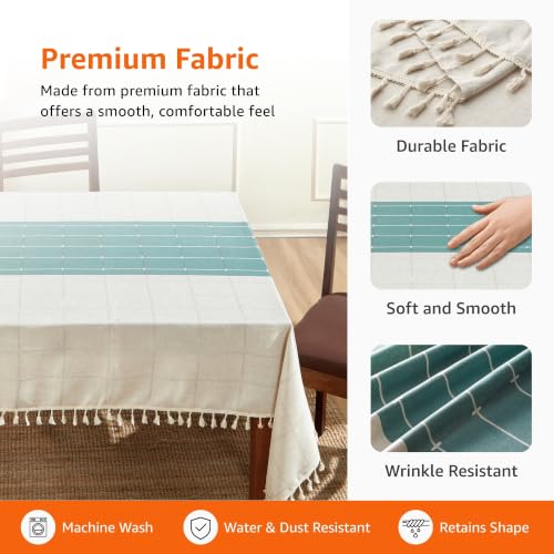 Image of Amazon Basics Tablecloth for Dining Table Cover, Microfiber Fabric Rectangle Tablecloth, 40x60 Inches 4 Seater (Teal Floral, 4 Seater)