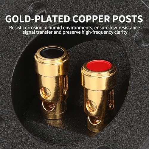 3 Inch Round Push Spring Speaker Terminal Cup,2-Way Subwoofer Box Terminal with Gold Plated Binding Posts,Bare Wire Connection,2 Pack