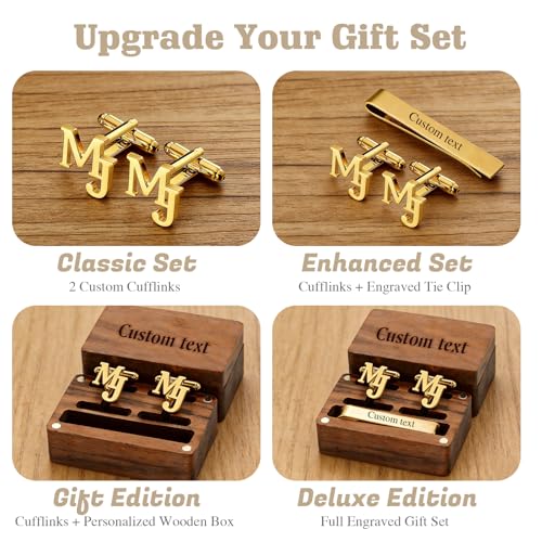 Mancuernillas personalizadas para hombre con diseño de nombre miniatura 4