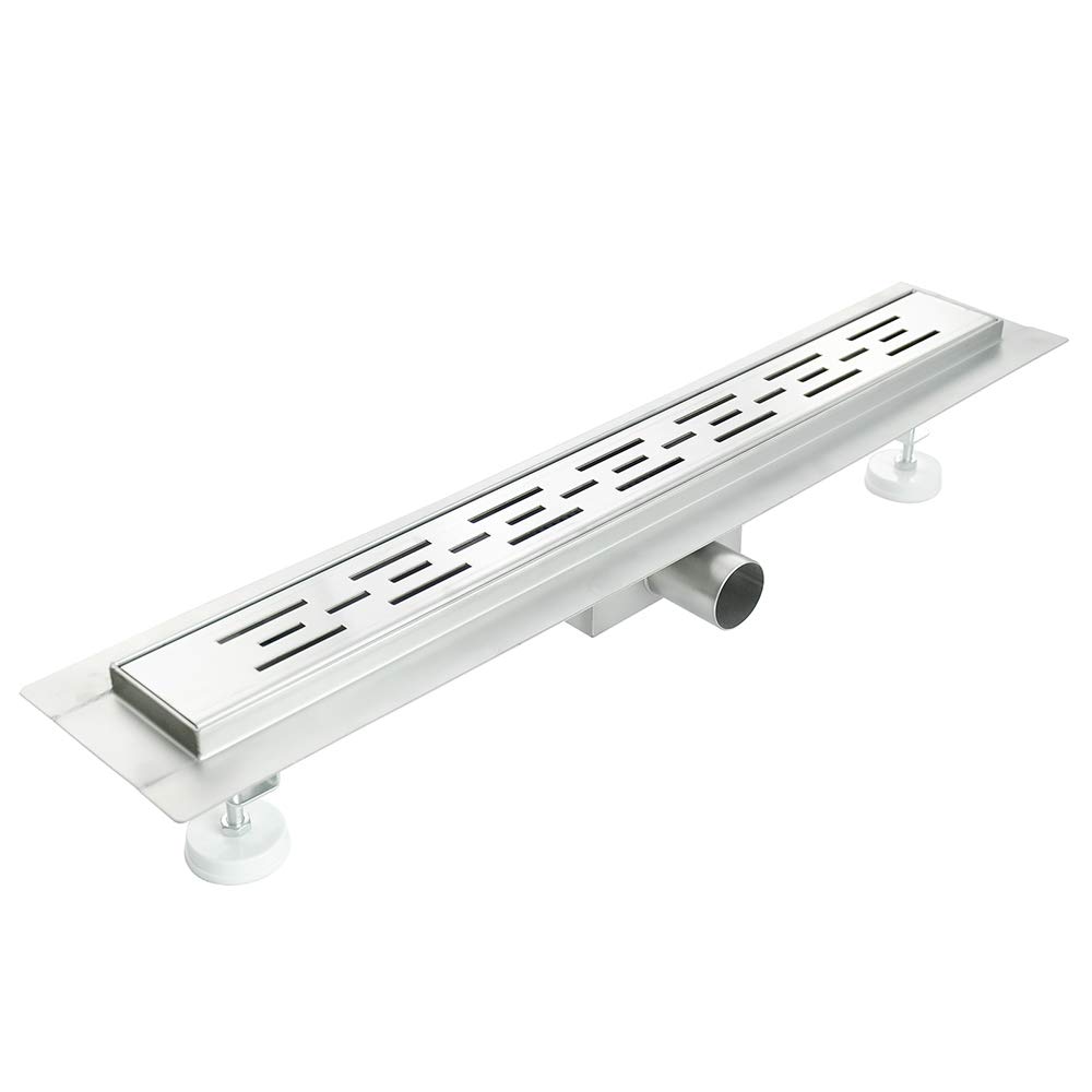 Canalina di Scarico Doccia con Sifone, Scarico a Pavimento in Acciaio Inossidabile, (Adatto per Box Doccia, Bagno, Piscina, Drenaggio), 60CM