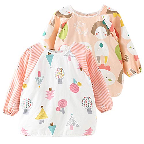 Bavoir bébé imperméable à manches longues Happy Cherry pour repas et peinture (lot de 2)