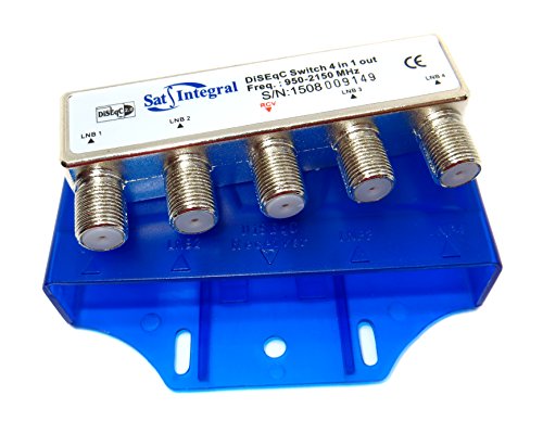 Conmutador 4x1 DiSEqC 2.0 con cubierta plástica de protección frente a la intemperie. SatIntegral T-40 para parabolica satelite | 4 entradas de lnb y 1 salida