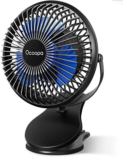 OCOOPA Desk Fan Clip On Fan for Pram, Mini Stroller Fan, Rechargeable Portable Table Fans, Battery Operated & 360° Rotation Personal Desktop Fans for Baby Stroller PushChairs Bed Camping